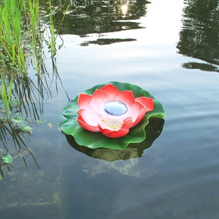 Lotus solcellelampe til havedam – rød